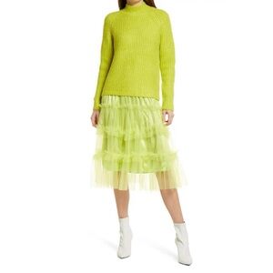Amy Lynn Tatti Long Sleeve Contrast Tulle Skirt